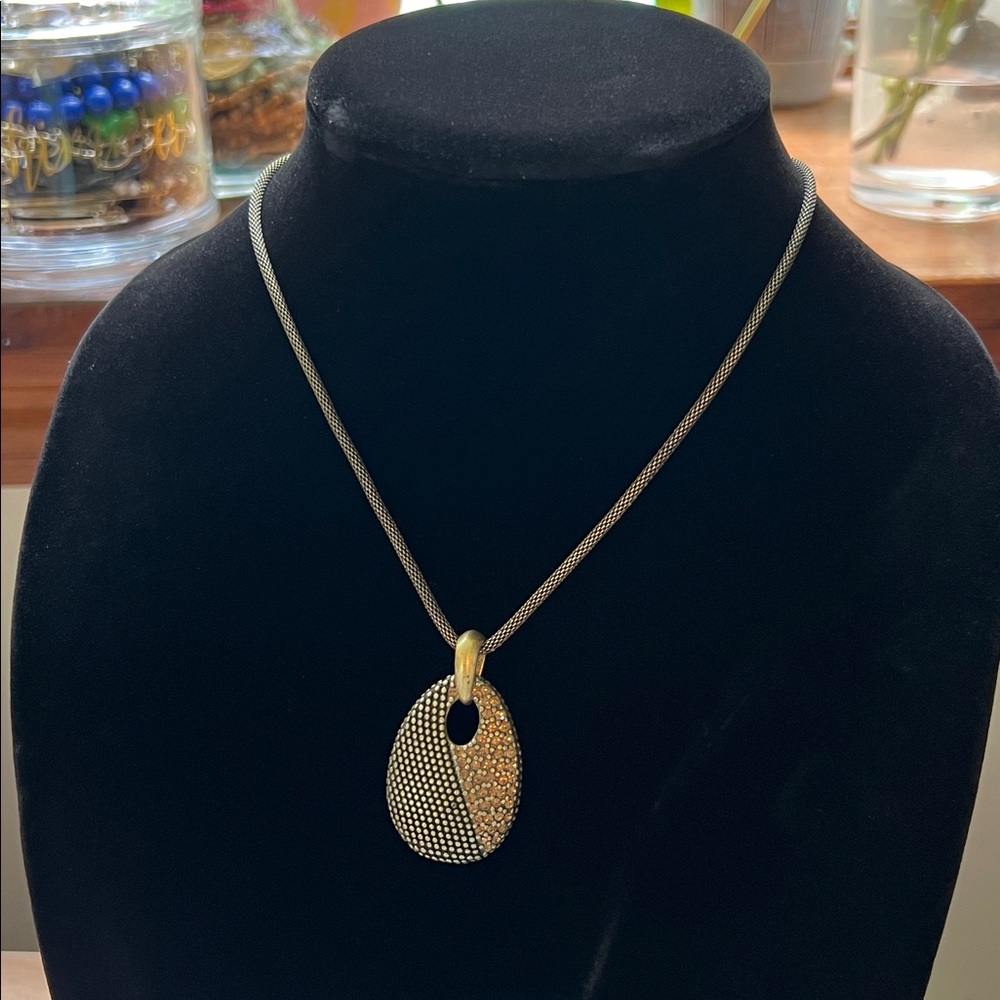 Kiam Family Teardrop Shaped Rhinestone Pendant Necklace